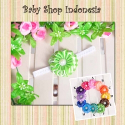 large H093 Bandana Ribbon Flower Pearl 25 hijau muda